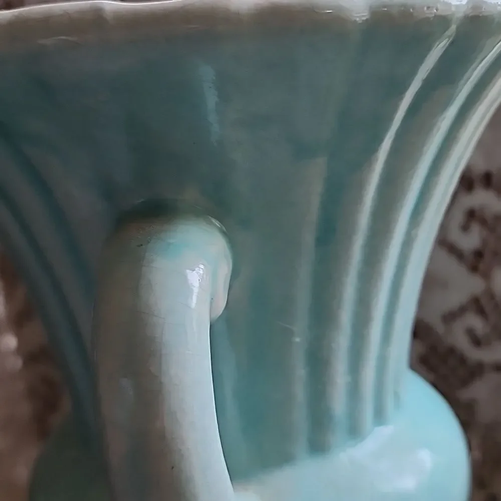 Vintage Ceramic Robin Egg Blue Urn/Vase - Picture 11 of 13